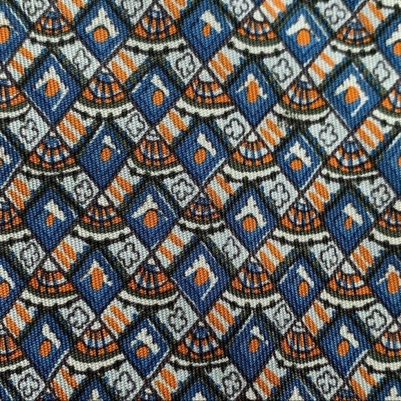 Hermes Orange & Blue Geometric Silk Tie - Picture 9 of 9